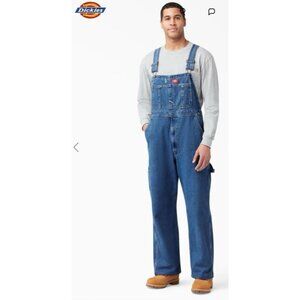 Dickies Stonewashed Indigo Men's Bib Overalls 40x32 Workwear Durable Classic Fit